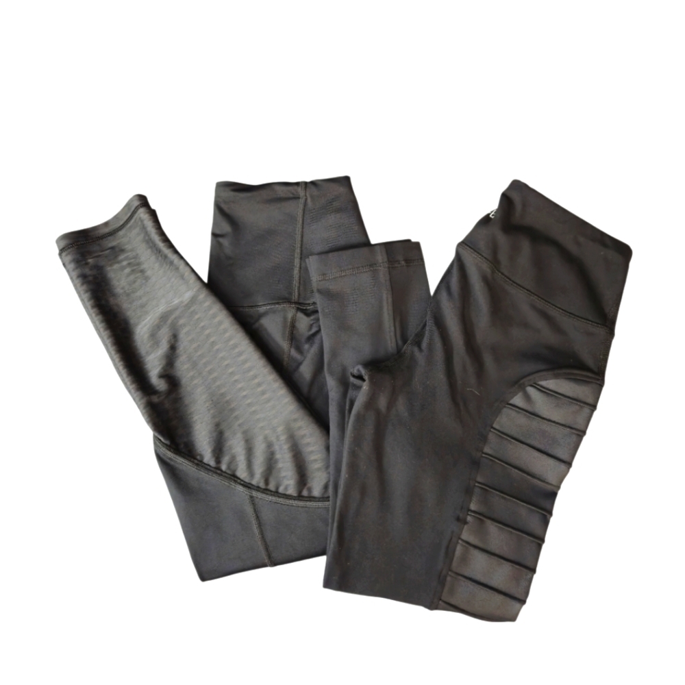VICTORIA SECRET XX VINA BUNDLE BLACK LEGGINGS WITH‎ TEXTURED LEG DETAILS X SMALL